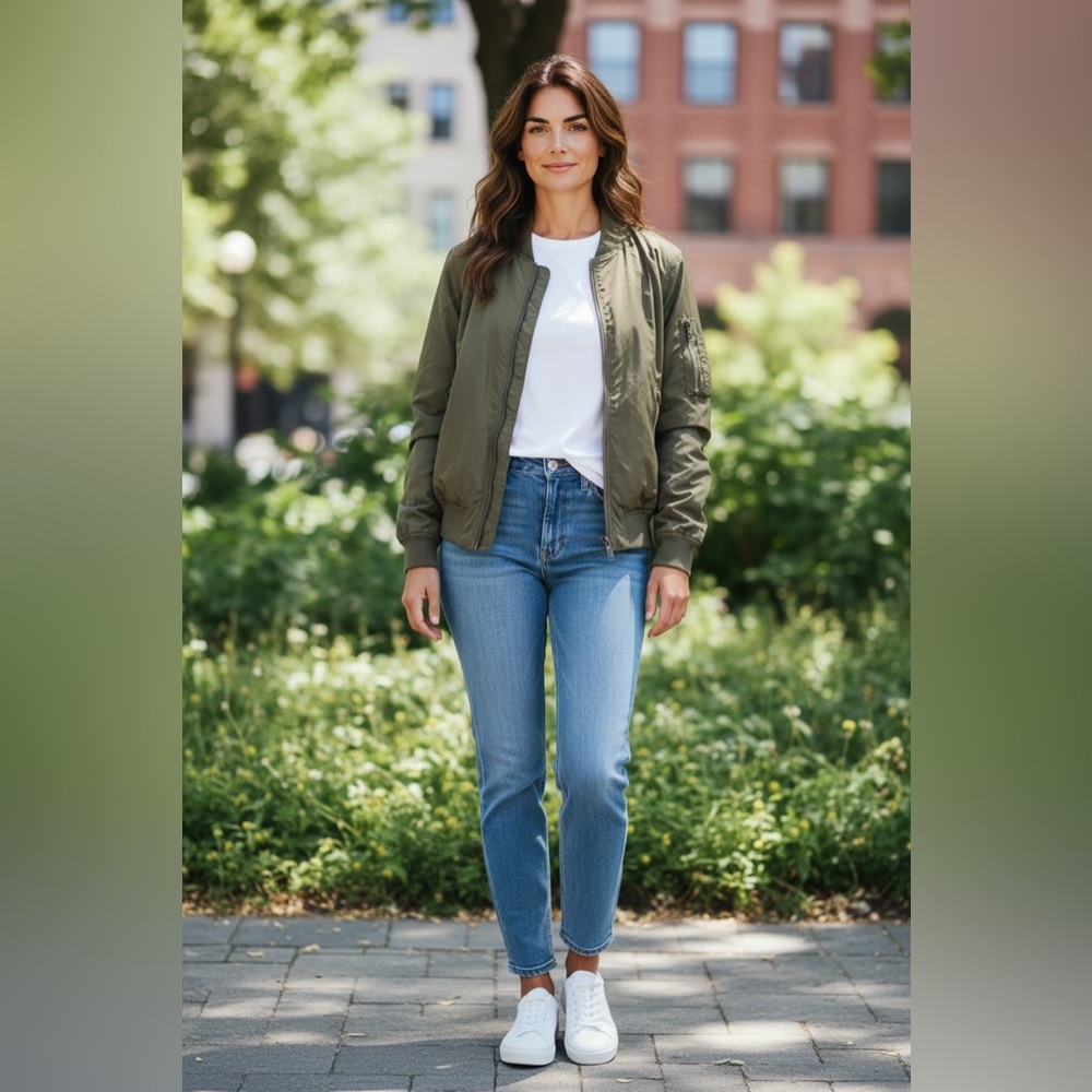 Levi’s Olive Green Bomber Jacket Zip Front Utility Coat